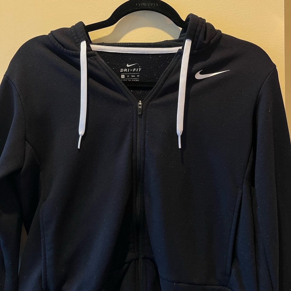 Nike Black Full-Zip Hoodie with White Swoosh